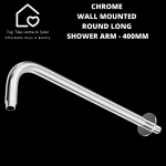 Chrome Wall Mounted Round Long Shower Arm - 400MM