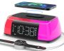 Alarm Clock With Wireless Charging Digital Loud Alarm Clock With Sound Machine Night Light Bluetooth Speaker Dimmable Bedside Clock Charger Statio