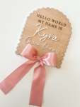 Scalloped Birth Announcement Plaque Pink