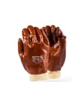 Brown Rough Pvc Gloves Knitted Wrist