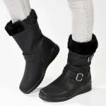 Fur Collar Boot - Black - 8