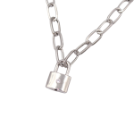 Silver Chain And Lock Pendant Necklace - Silver