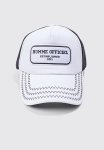 Homme Badge Contrast Stitch Trucker Cap - White