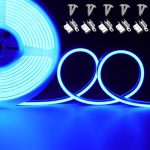 Joylit 4MM Width Neon LED Strip Lights Blue 16.4FT 5M 24V Flexible Waterproof Neon Rope Light Uniform Glow 168LED M Neon Cuttabl