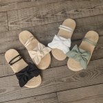 Women's Bowknot Decor Slide Sandals Fashion Square Open Toe Flat Summer Shoes Lightweight Slide Sandals