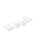 Waterproof Stainless Steel Cubic Zirconia Fine Marquise & Classic Stud Earrings 3-PACK