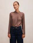 Clara Drape Neck Blouse - 18 Mink