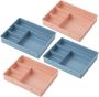 4PCS Desktop Drawer Organizer Boxes Set Pink And Blue Makeup Tray