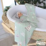 Wrap Set Swaddle Set Sage Green Sheep Set