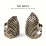 2PCS Vintage Bronze Thimble Rings For Sewing & Embroidery Non-slip Handcraft Needlework Tools