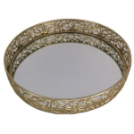 Round Gold Metal Mirror Tray SGN2691