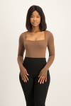 Giana Square Neck Bodysuit - Mocha - S