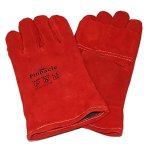 Red Heat Resistant Welding Glove Kevlar Stitch Wrist Length 2.5