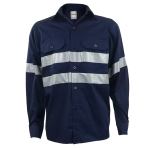 Navy Vented Reflective Mining Shirt - Navy 3XL
