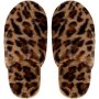 Clicks Leopard Fluffy Slippers Chocolate