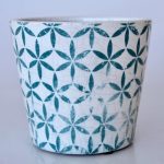 Turquoise & White Star Design Planter 14X16CM