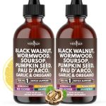 Black Walnut Wormwood Cleanse Drops - Liquid Soursop Garlic Pumpkin Seed Pau D'arco Oil Of Oregano Turmeric Berberine Neem Extra