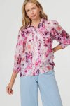 Ladies Half Sleeve Printed Sheer Shirt In Pink - Pink 2XL