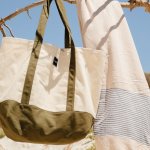 Canvas Oversized Tote Bag Natural And Green