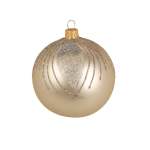 Xmas Ball Glass 8CM With Peacock Feather Decoration - Gold