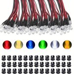 20 60PCS 5MM LED 12V Prewired With Fixed Bracket Cable Bulb LED Glow Diode 12V Dc LED Light Micro LED Light Diode For Model Comb