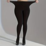 Women's Plus Casual Tights Plus Size Solid Opaque High Waist Stretchy Slimming Pantyhose For Fall & Winter