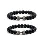 Norlso Black Dumbbell Bracelet For Men Gym Bros Bracelet Volcanic Lava Stone Adjustable Natural Stone Beads Bracelet Fitness Barbell Jewelry For Men