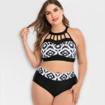 Plus Size Black & White Multi Print Bikini - 3XL