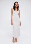 Fluffy-knit Bodycon Dress - Beige & Grey