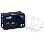 De'Longhi Delonghi 250ML Glass Coffee Mugs Set Of 2 DLSC320