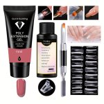 Polo Poly Extension Gel Nail Kit Uv LED Cure Quick Building Nail Enhancement Set With 15ML Acrylic Gel Nail Tips Dual-ended Brus