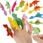 10PCS Slingshot Dinosaur Finger Toy Tpr Material Finger Dinosaur Slingshot Stick On Wall Slingshot Dinosaur Finger Action Doll C