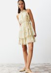 Floral Layered Chiffon Dress - Yellow