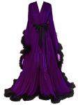 Molisa Womens Long Feather Bridal Robe Lingerie Wedding Scarf Bathrobe Sleepwear Fur Boudoir Robe Nightgown Plum+black 4XL