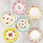 12PCS Vintage Floral Paper Plates 17.78 Cm For Picnic Afternoon Tea Mothers Days Party Dinnerware For Floral Theme Tea Party Hal