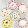 12PCS Vintage Floral Paper Plates 17.78 Cm For Picnic Afternoon Tea Mothers Days Party Dinnerware For Floral Theme Tea Party Halloween Thanksgiving Christmas Gift