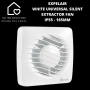 Expelair White Universal Silent Extractor Fan IP55 - 165MM