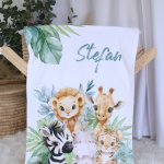 Personalised Fleece Blanket Lion Focus Tropical Monster Leaf Safari Set