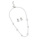 Silver Four Leaf Necklace Set