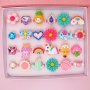 10PCS Assorted Varieties Children's Cartoon Rings Girls Pretend Play And Dress Up Rings Colorful Rings For Daughter Granddaughter Birthday Gift Party Favors Without Box