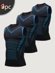 3PCS Men's Sports Compression Tank Tops Basketball Athletic Sleeveless Shirts American Style Training Vests Moisture-wicking Bre