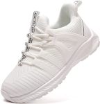 Yolark Boys Girls Sneakers For Kids Non-slip Tennis Shoes Fashion Lightweight Breathable Running Sport Athletic White Toddler Si
