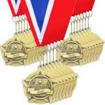 Quelay 30 Pcs 2 Inches Student Award Medals Bulk Awards Medal With Neck Ribbons Metal Trophy Prize Gift For Tournaments Competit
