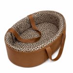Infant Carry Cot Leather Outside Leopard Print