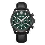 Rangy Black Leather Watch With Steel Case