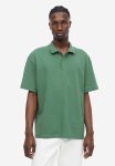 Relaxed Fit Piqu Polo Shirt - Dark Green