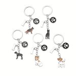 Cute Pet Dog Series Keychain Alloy Animal Key Chain Ring Bag Backpack Charm Dog Mom Dad Pet Lovers Gift