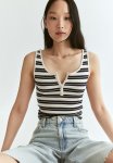 Ribbed Vest Top - Blue Multi & White