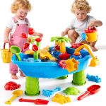 Kids Sand Water Table For Toddlers 1-3 3-5 Years Outdoor Activity Play Set With Beach Toys Shovels & Molds Summer Outdoor Beach