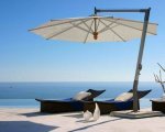 Woodline Pendulum 4m Round Aluminium & Teak Cantilever Umbrella